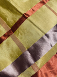 NEW Duchess Philippa 100% Silk Taffeta Plaid Tartan with Satin Ribbon Stripes in Yellow, Lavender, Pink SB_6_15 - Fancy Styles Fabric Pierre Frey Lee Jofa Brunschwig & Fils