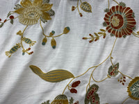 NEW Queen Elena Novelty Decorating Drapery Fabric- Crewel Floral Embroidery - Fancy Styles Fabric Pierre Frey Lee Jofa Brunschwig & Fils