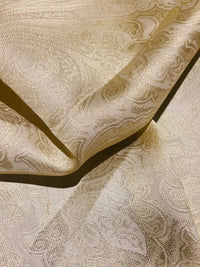NEW Queen Lita 100% Silk Jacquard Lightweight Paisley Fabric - Gold- SB_8_2 - Fancy Styles Fabric Pierre Frey Lee Jofa Brunschwig & Fils
