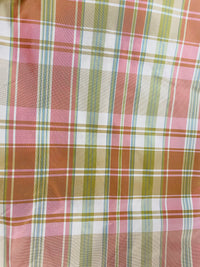 NEW Lady Riddle Designer 100% Silk Taffeta Plaid Tartan Fabric -Pink and Green SB_6_19 - Fancy Styles Fabric Pierre Frey Lee Jofa Brunschwig & Fils