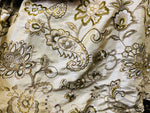 NEW! Duchess Nicole Faux Silk Embroidered Fabric Champagne and Olive