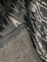 NEW! Prince Vanny Zig Zag Upholstery Chenille Fabric- Black and Grey