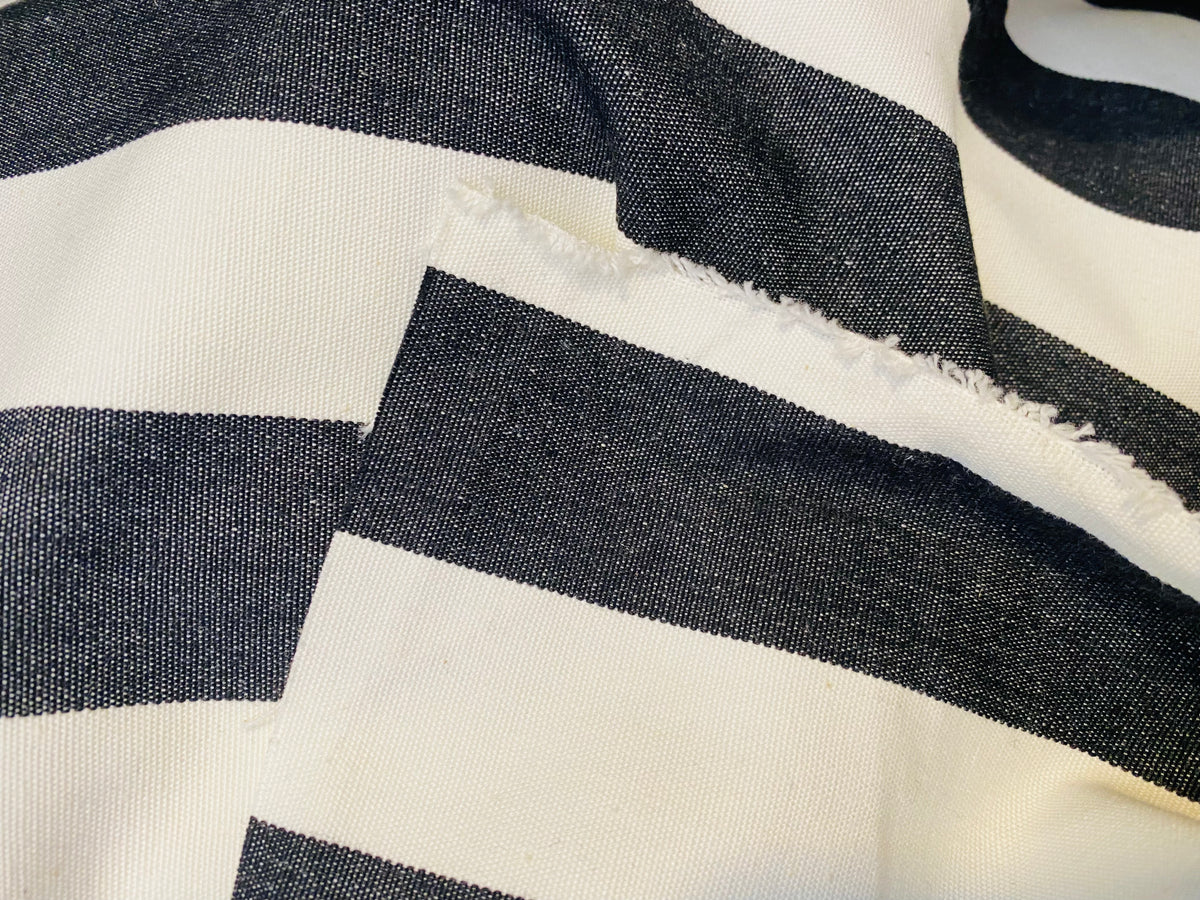 NEW Lady Jacqueline Faded Black Waterproof Decorating Fabric - 3” Black And White Stripes - Upholstery 55” Wide - Fancy Styles Fabric Pierre Frey Lee Jofa Brunschwig & Fils
