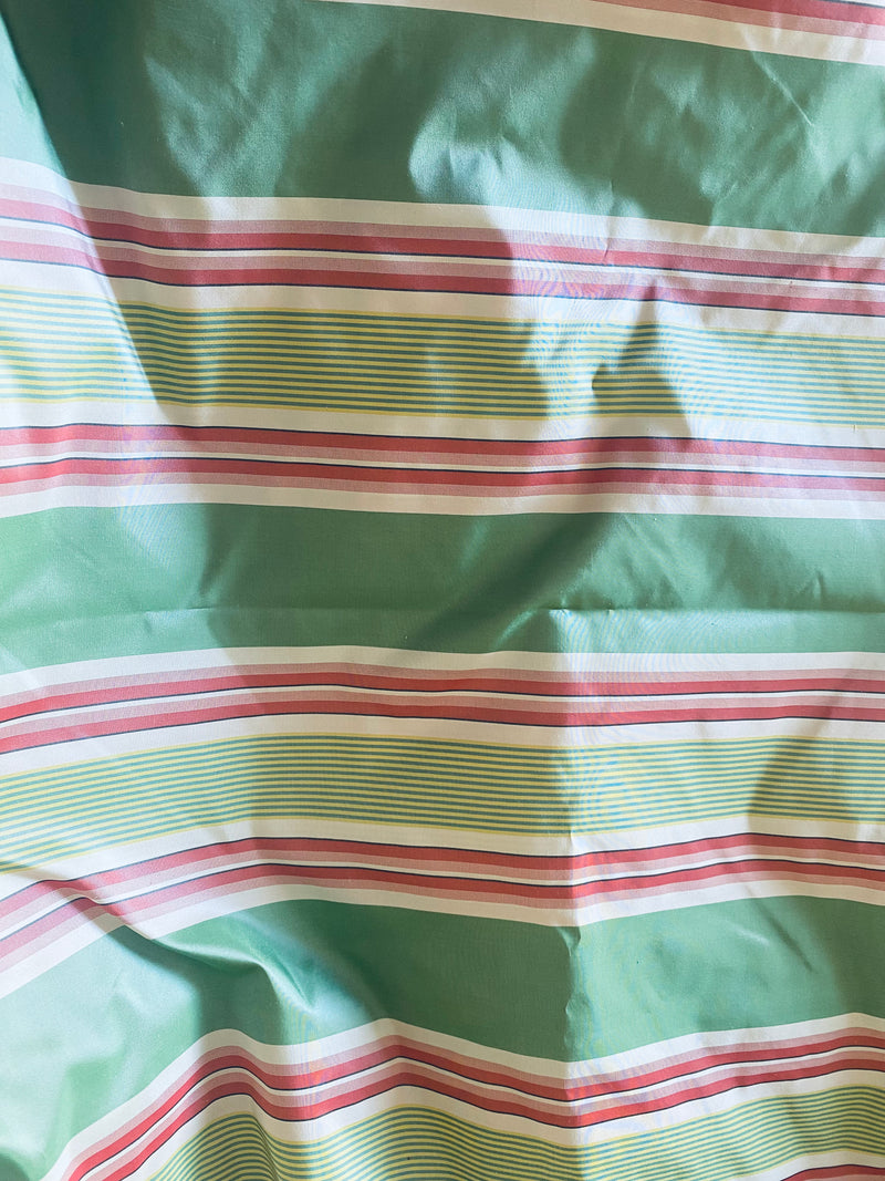 NEW Queen Rosa 100% Silk Taffeta Striped Fabric - Green and Pink
