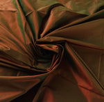 NEW Lady Lisa Designer 100% Silk Taffeta Solid Shot Electric Cinnamon & Electric Green Iridescence