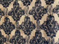 NEW! Duke Dragonus Designer Kilim Rug Inspired Medallion Upholstery Chenille Fabric- Black and Gold - Fancy Styles Fabric Pierre Frey Lee Jofa Brunschwig & Fils