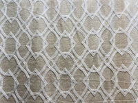 NEW! SALE! Prince Gregorian Novelty 100% Linen Fabric Geometric Embroidery- Natural and White - Fancy Styles Fabric Pierre Frey Lee Jofa Brunschwig & Fils