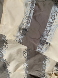 NEW Lady Kristen Designer 100% Silk Taffeta Embroidered Stripe Floral Fabric- Ice Blue & Warm Grey - Fancy Styles Fabric Pierre Frey Lee Jofa Brunschwig & Fils