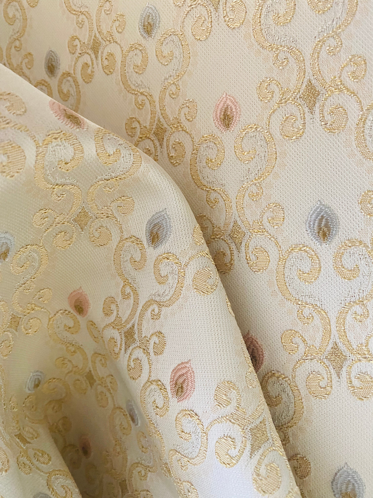 NEW Queen Chantal Novelty Ritz Neoclassical Brocade Dot Satin Fabric - Louis Cream White - Fancy Styles Fabric Pierre Frey Lee Jofa Brunschwig & Fils