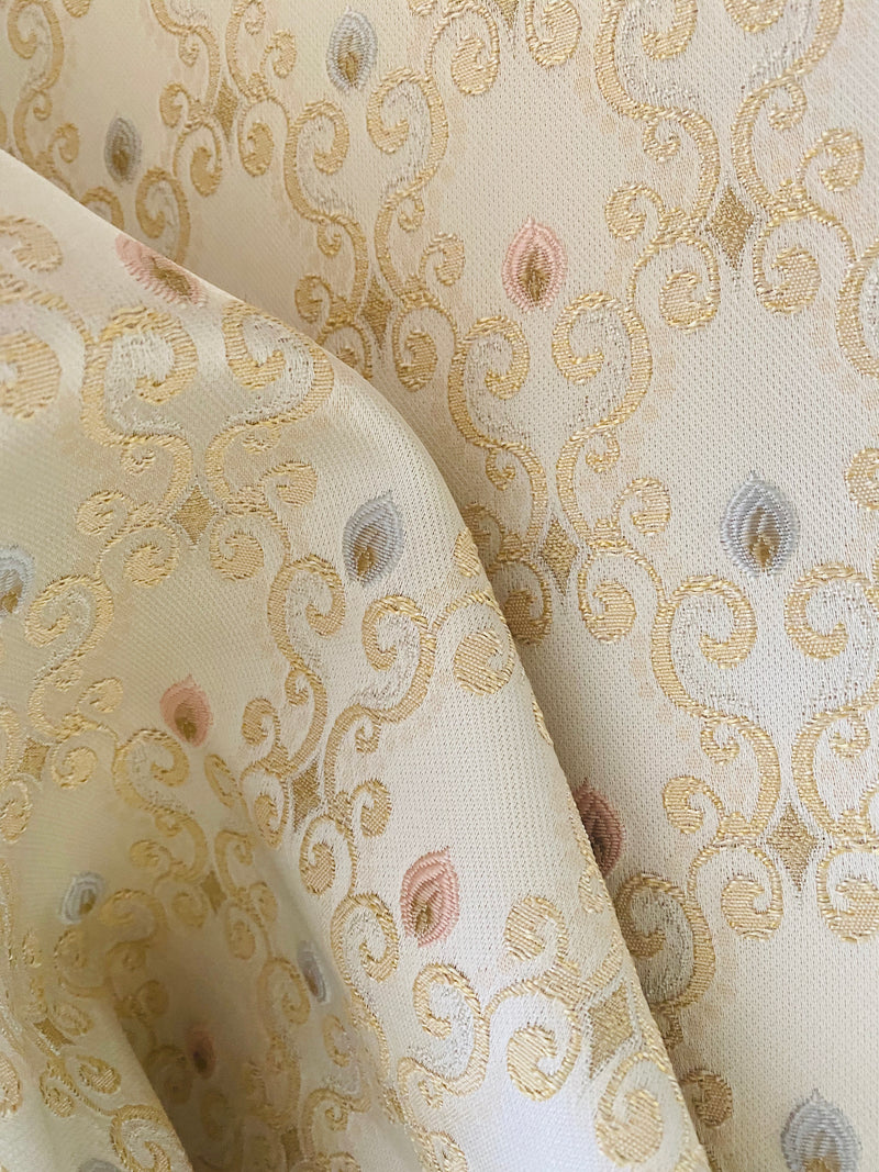 NEW Queen Chantal Novelty Ritz Neoclassical Brocade Dot Satin Fabric - Louis  Blue