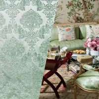NEW King Julius Designer Brocade Satin Burnout Chenille Velvet Fabric - Mint - Fancy Styles Fabric Pierre Frey Lee Jofa Brunschwig & Fils