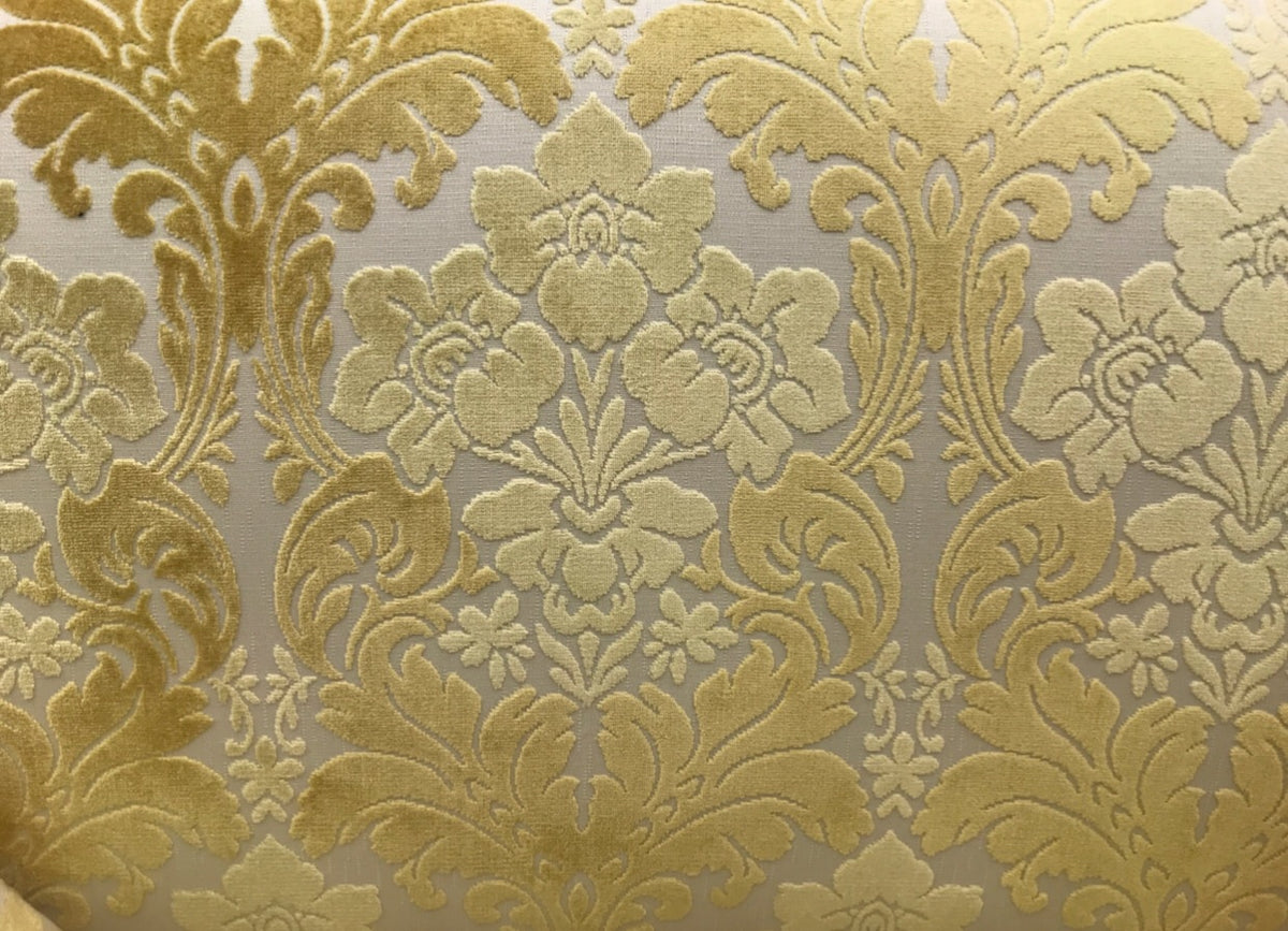 NEW! Designer Burnout Italian Velvet Fabric- Yellow- Upholstery - Fancy Styles Fabric Pierre Frey Lee Jofa Brunschwig & Fils
