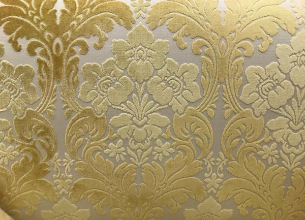 NEW! Designer Burnout Italian Velvet Fabric- Yellow- Upholstery - Fancy Styles Fabric Pierre Frey Lee Jofa Brunschwig & Fils