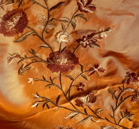 NEW! Duchess Aurora Icy Pumpkin Iridescence Faux Silk Embroidered Fabric - Fancy Styles Fabric Pierre Frey Lee Jofa Brunschwig & Fils