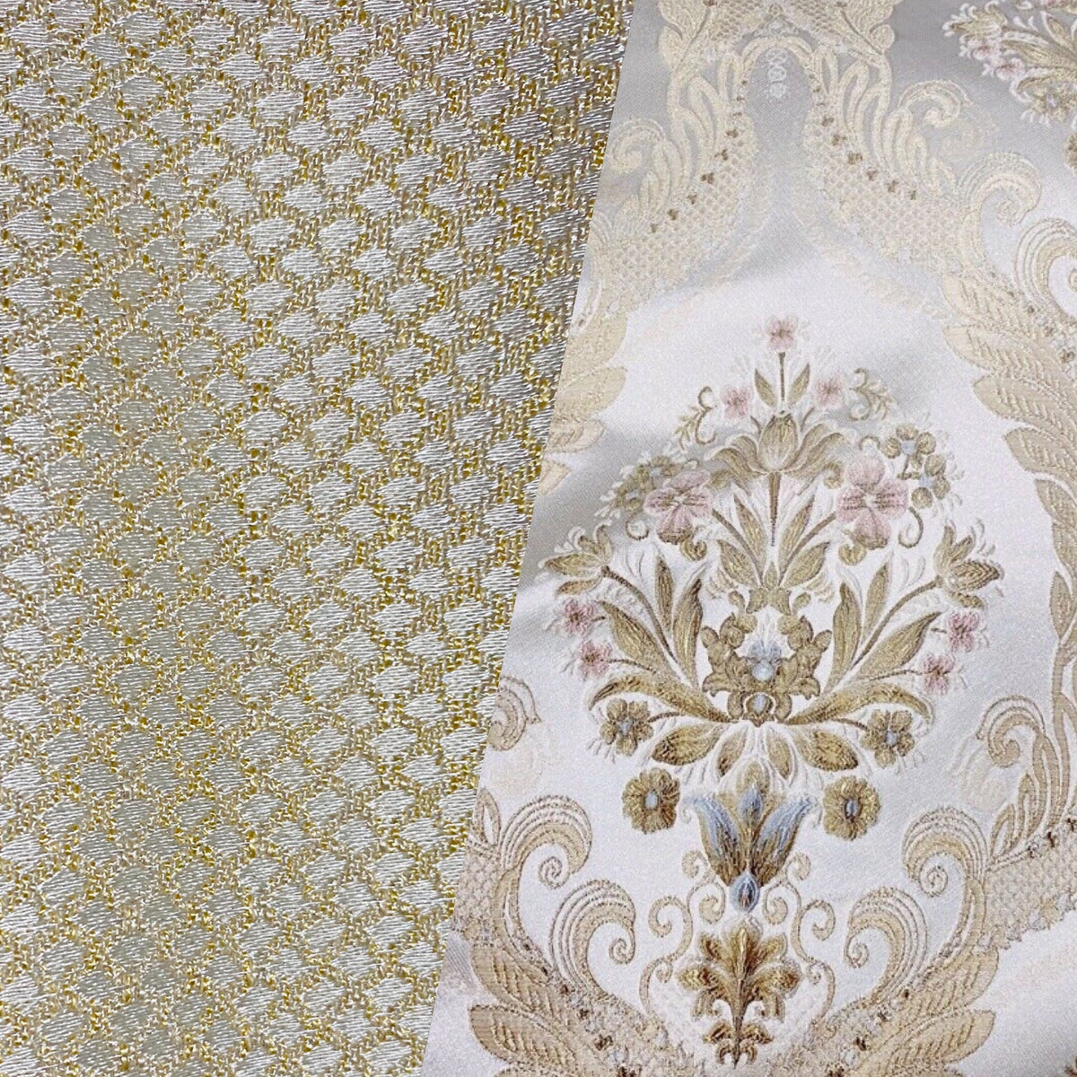 NEW Queen Helen (Matching to Queen Antionette) Novelty Ritz Neoclassical Brocade Diamond Satin Fabric - Ivory - Fancy Styles Fabric Pierre Frey Lee Jofa Brunschwig & Fils