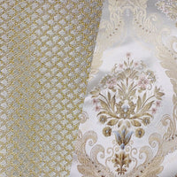 NEW Queen Helen (Matching to Queen Antionette) Novelty Ritz Neoclassical Brocade Diamond Satin Fabric - Ivory - Fancy Styles Fabric Pierre Frey Lee Jofa Brunschwig & Fils