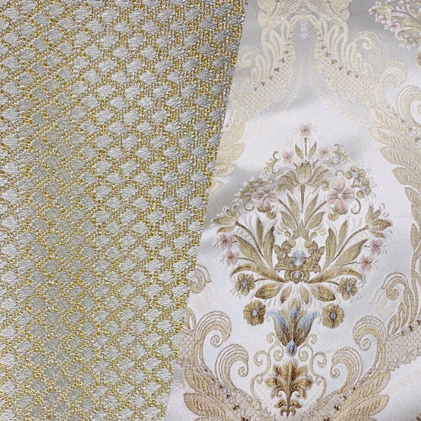 NEW Queen Helen (Matching to Queen Antionette) Novelty Ritz Neoclassical Brocade Diamond Satin Fabric - Ivory - Fancy Styles Fabric Pierre Frey Lee Jofa Brunschwig & Fils