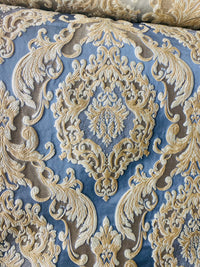 NEW Queen Marianna Novelty Ritz Neoclassical Brocade Satin Fabric - Sky Blue - Fancy Styles Fabric Pierre Frey Lee Jofa Brunschwig & Fils