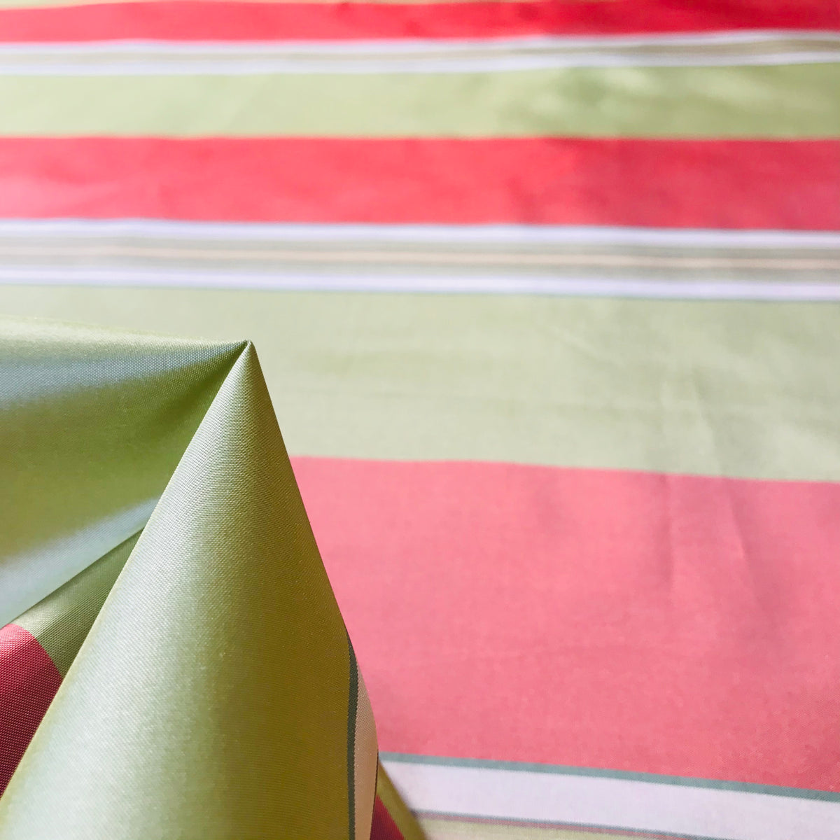 NEW Lady Sophia 100% Silk Taffeta Fabric - Pink And Green Stripe - Fancy Styles Fabric Pierre Frey Lee Jofa Brunschwig & Fils
