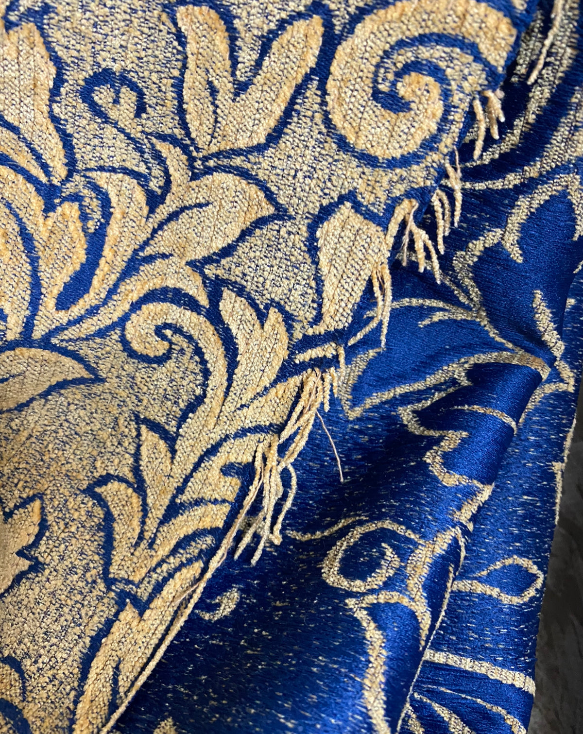 NEW Designer Velvet Chenille Burnout Upholstery Fabric - Blue & Peach- Upholstery - Fancy Styles Fabric Pierre Frey Lee Jofa Brunschwig & Fils