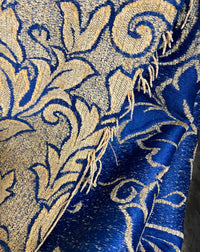 NEW Designer Velvet Chenille Burnout Upholstery Fabric - Blue & Peach- Upholstery - Fancy Styles Fabric Pierre Frey Lee Jofa Brunschwig & Fils
