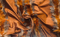 NEW! Queen Liza Novelty Couture 100% Silk Taffeta with Feather Stripes Fabric - Copper - Fancy Styles Fabric Pierre Frey Lee Jofa Brunschwig & Fils