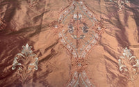 NEW Queen Riviera Novelty 100% Silk Dupioni Embroidered Floral Fabric - Copper Pink - Fancy Styles Fabric Pierre Frey Lee Jofa Brunschwig & Fils