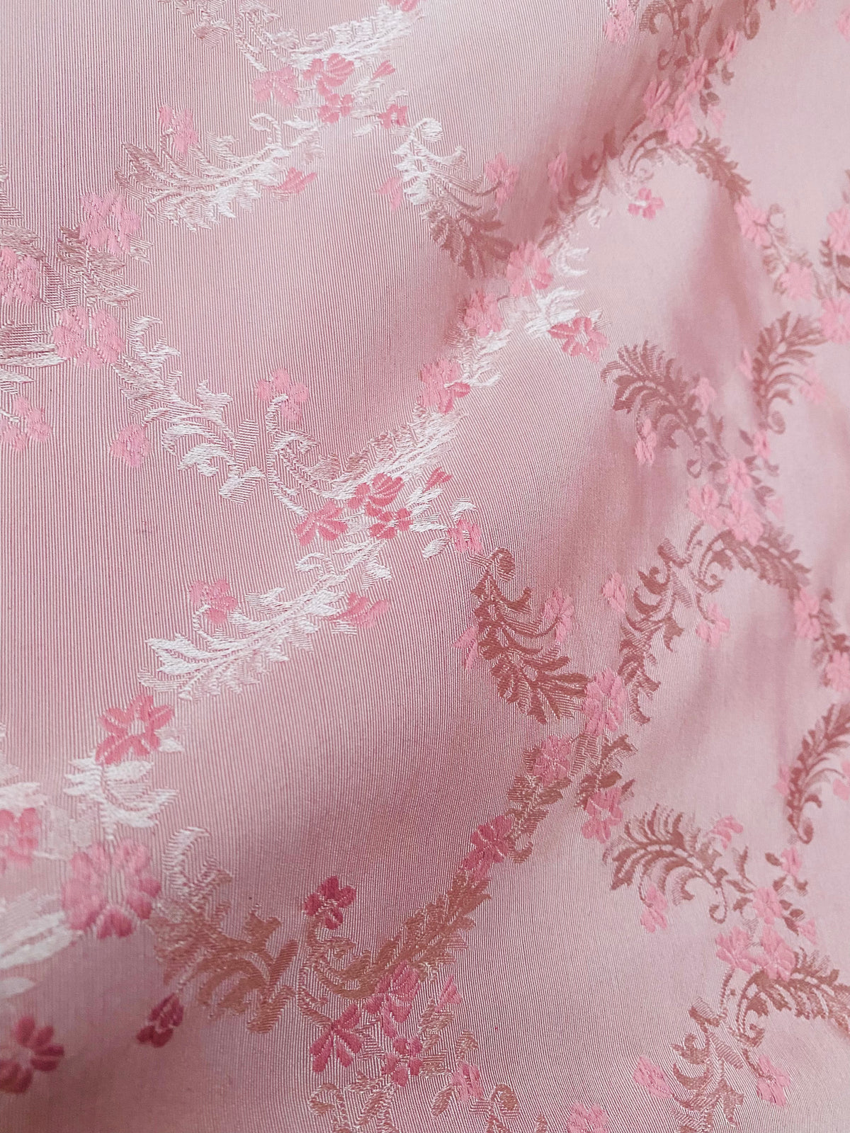 NEW Queen of Dublin Novelty Floral Embroidered 100% Silk Fabric in Pink - Fancy Styles Fabric Pierre Frey Lee Jofa Brunschwig & Fils