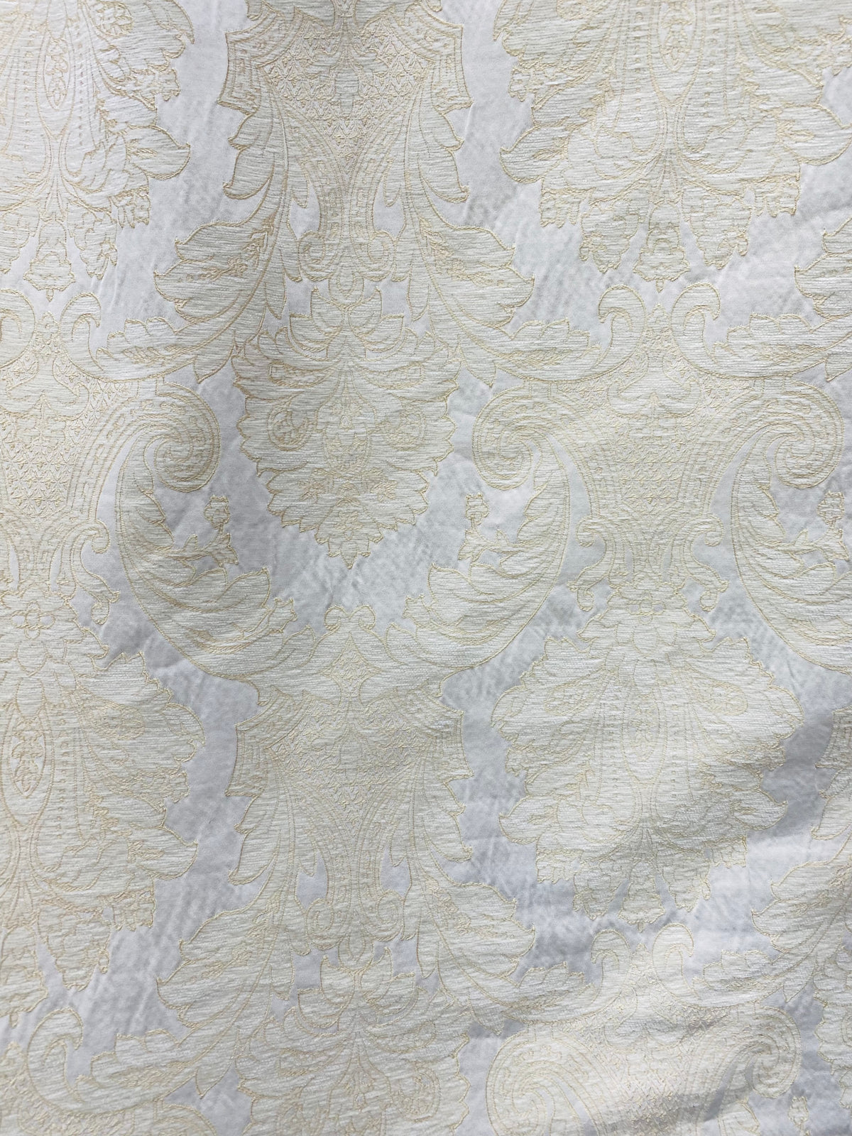 NEW Lady Daniella Designer Medallion Burnout Chenille Velvet Fabric - Brocade- White Cream Gold - Fancy Styles Fabric Pierre Frey Lee Jofa Brunschwig & Fils