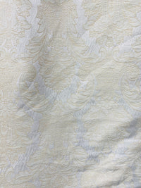 NEW Lady Daniella Designer Medallion Burnout Chenille Velvet Fabric - Brocade- White Cream Gold - Fancy Styles Fabric Pierre Frey Lee Jofa Brunschwig & Fils