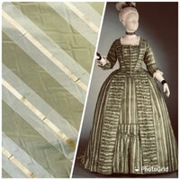 NEW Lady Lynette Designer 100% Silk Taffeta Stripes Fabric - Olive Green & Gold55” Wide - Fancy Styles Fabric Pierre Frey Lee Jofa Brunschwig & Fils