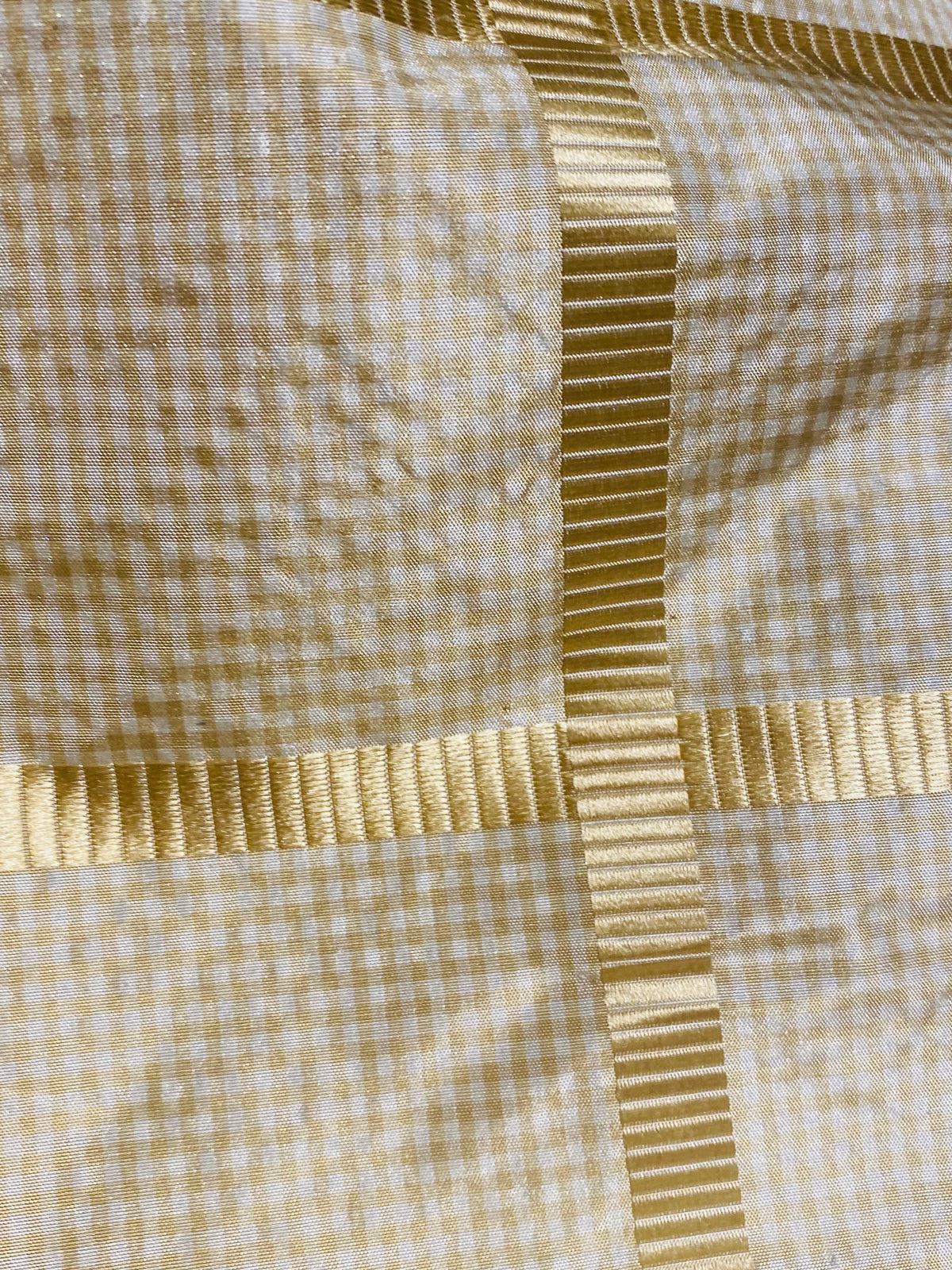 NEW Miss Jaqueline Designer 100% Silk Taffeta Gingham Ribbon Square Stripes Fabric - Yellow SB_6_27 - Fancy Styles Fabric Pierre Frey Lee Jofa Brunschwig & Fils