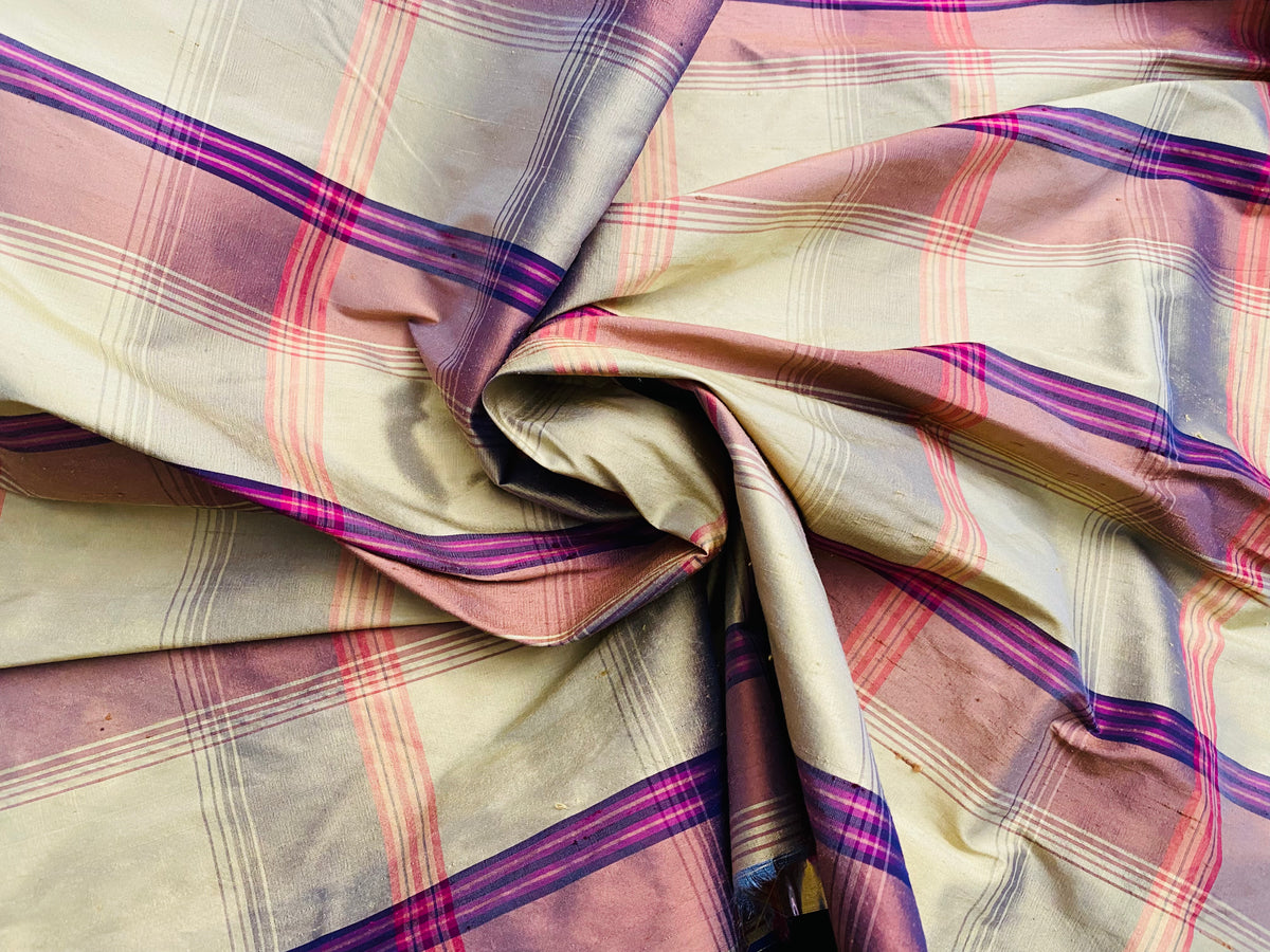 NEW Lady Pladia Designer 100% Silk Dupioni Plaid Tartan Fabric - Fancy Styles Fabric Pierre Frey Lee Jofa Brunschwig & Fils