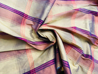 NEW Lady Pladia Designer 100% Silk Dupioni Plaid Tartan Fabric - Fancy Styles Fabric Pierre Frey Lee Jofa Brunschwig & Fils
