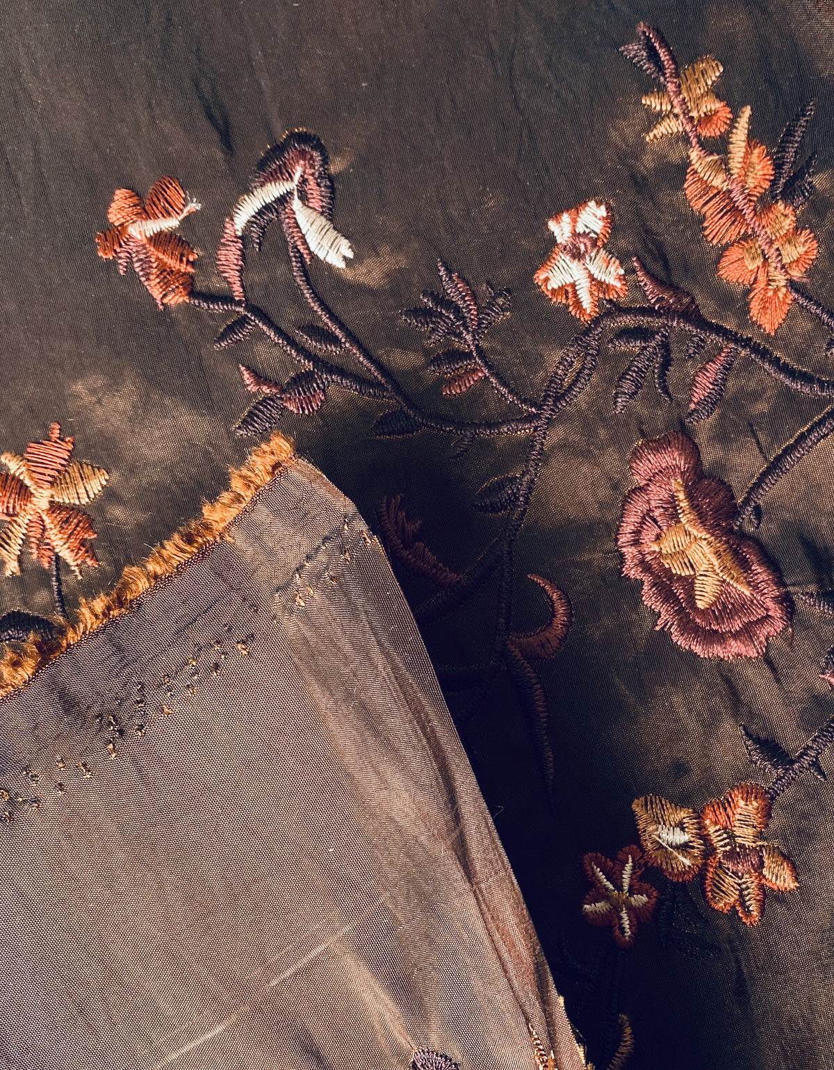 NEW! Duchess Aurora Brown Iridescence Faux Silk Embroidered Fabric - Fancy Styles Fabric Pierre Frey Lee Jofa Brunschwig & Fils