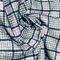 New Duke Sean 100% Wool Plaid Tartan Apparel Fabric in White, Lilac, Gray, & Black - Fancy Styles Fabric Pierre Frey Lee Jofa Brunschwig & Fils