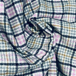 New Duke Sean 100% Wool Plaid Tartan Apparel Fabric in White, Lilac, Gray, & Black