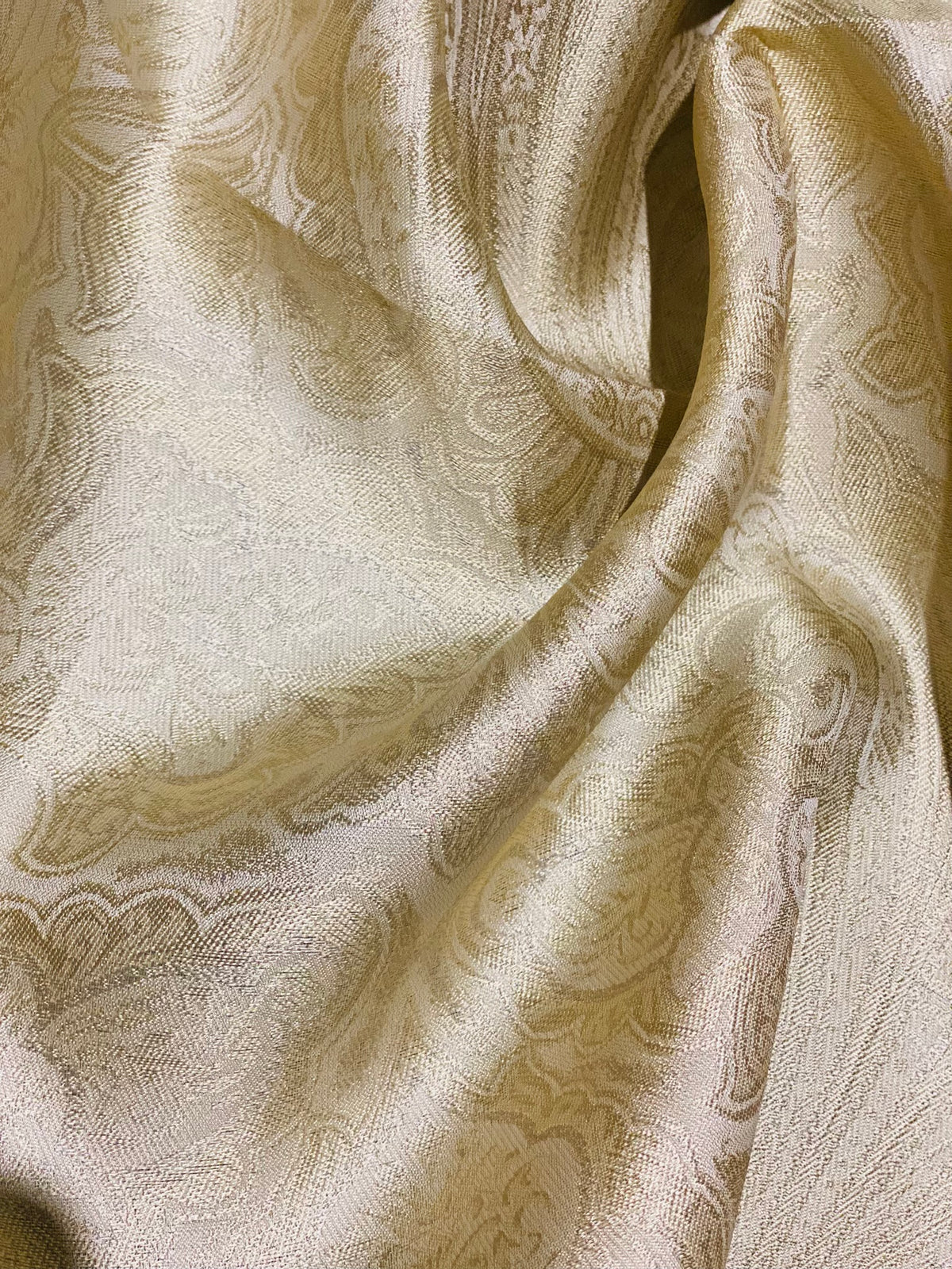 NEW Queen Lita 100% Silk Jacquard Lightweight Paisley Fabric - Gold- SB_8_2 - Fancy Styles Fabric Pierre Frey Lee Jofa Brunschwig & Fils