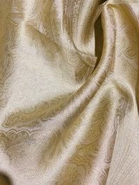 NEW Queen Lita 100% Silk Jacquard Lightweight Paisley Fabric - Gold- SB_8_2 - Fancy Styles Fabric Pierre Frey Lee Jofa Brunschwig & Fils