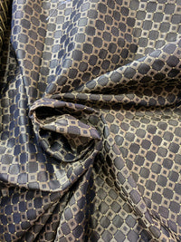 NEW Queen Angelina- 100% Silk Fabric with Black and Gold Honeycomb Motif - Fancy Styles Fabric Pierre Frey Lee Jofa Brunschwig & Fils