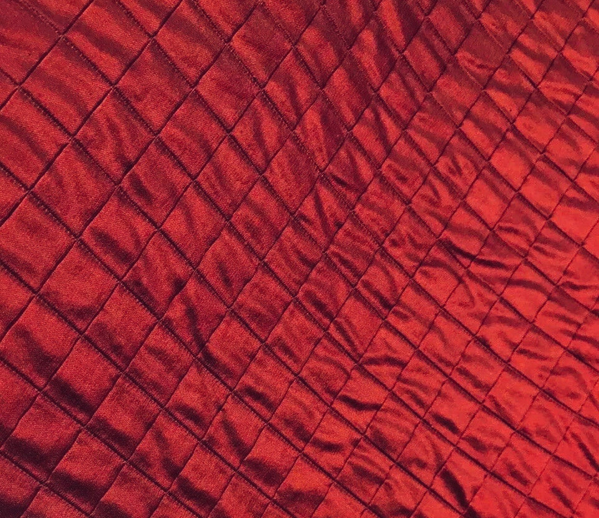 NEW! Lady Celestine 100% Silk Taffeta Embroidered Quilted Diamond Double Layer Fabric- Wine - Fancy Styles Fabric Pierre Frey Lee Jofa Brunschwig & Fils