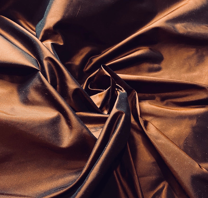 NEW Lady Lisa Designer 100% Silk Taffeta Fabric in Copper with Black Iridescence - Fancy Styles Fabric Pierre Frey Lee Jofa Brunschwig & Fils