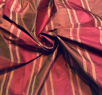 NEW Queen River Novelty 100% Silk Dupioni Embroidered Stripe Fabric - Red Burgundy - Fancy Styles Fabric Pierre Frey Lee Jofa Brunschwig & Fils