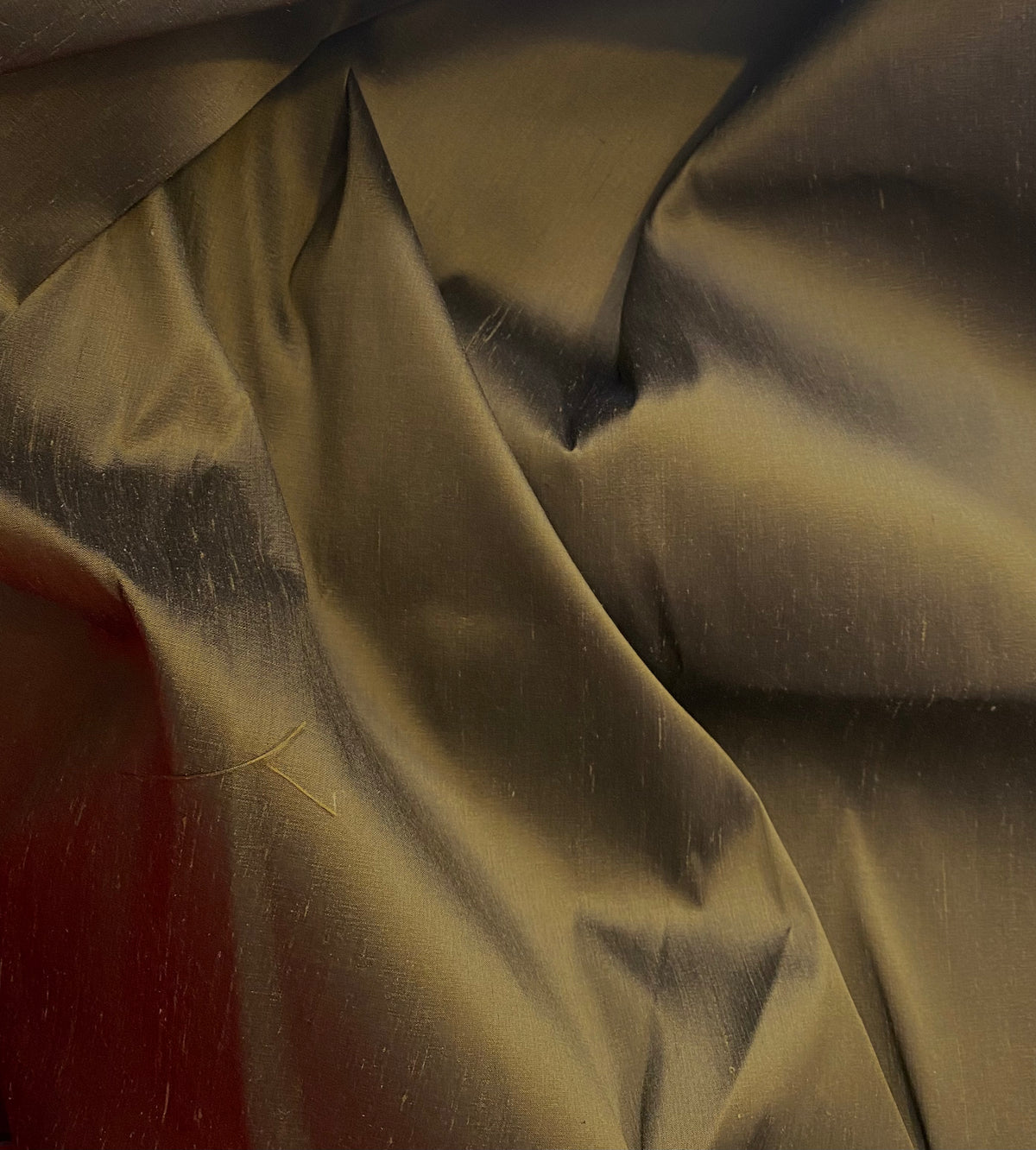 NEW Duchess Mable 100% Silk Dupioni - Solid Olive Green with Black Iridescence Fabric SS_19 - Fancy Styles Fabric Pierre Frey Lee Jofa Brunschwig & Fils