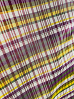 NEW Lady Riley Designer 100% Silk Taffeta Plaid Tartan Fabric -Purple, Green & Yellow SB_6_36