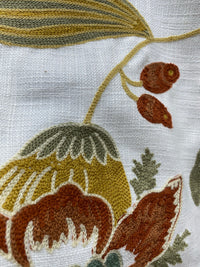 NEW Queen Elena Novelty Decorating Drapery Fabric- Crewel Floral Embroidery - Fancy Styles Fabric Pierre Frey Lee Jofa Brunschwig & Fils