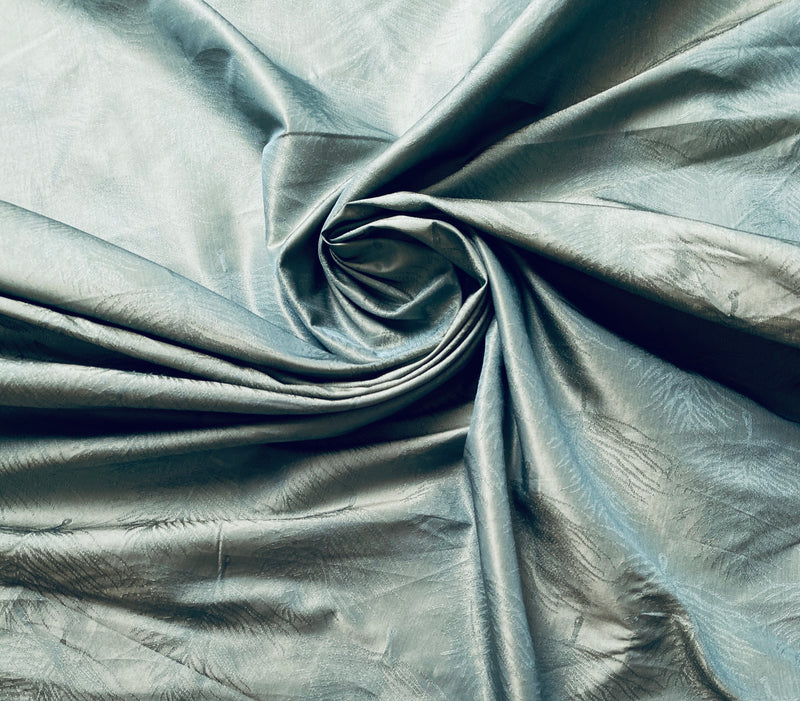 NEW Princess Belle Designer 100% Silk Leaf Motif Blue & Gold Fabric - Fancy Styles Fabric Pierre Frey Lee Jofa Brunschwig & Fils