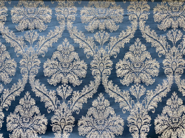 NEW! Princess Penelope Brocade Medallion Fabric- Blue - Fancy Styles Fabric Pierre Frey Lee Jofa Brunschwig & Fils