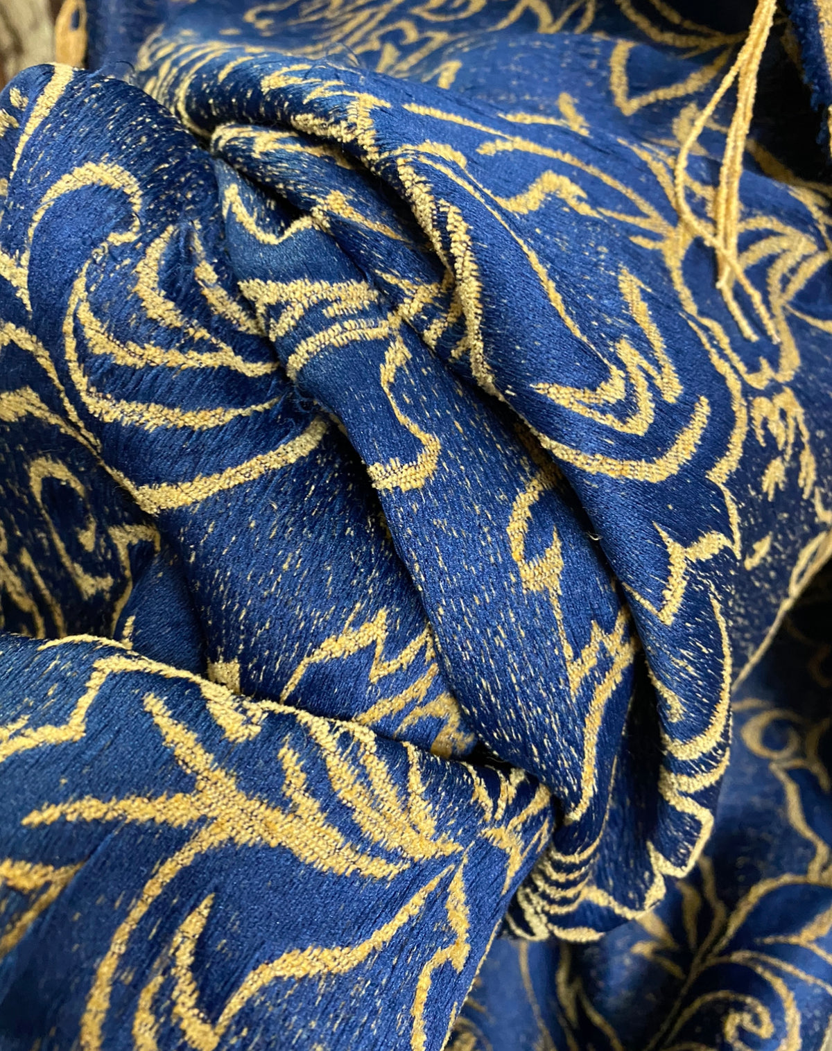 NEW Designer Velvet Chenille Burnout Upholstery Fabric - Blue & Peach- Upholstery - Fancy Styles Fabric Pierre Frey Lee Jofa Brunschwig & Fils