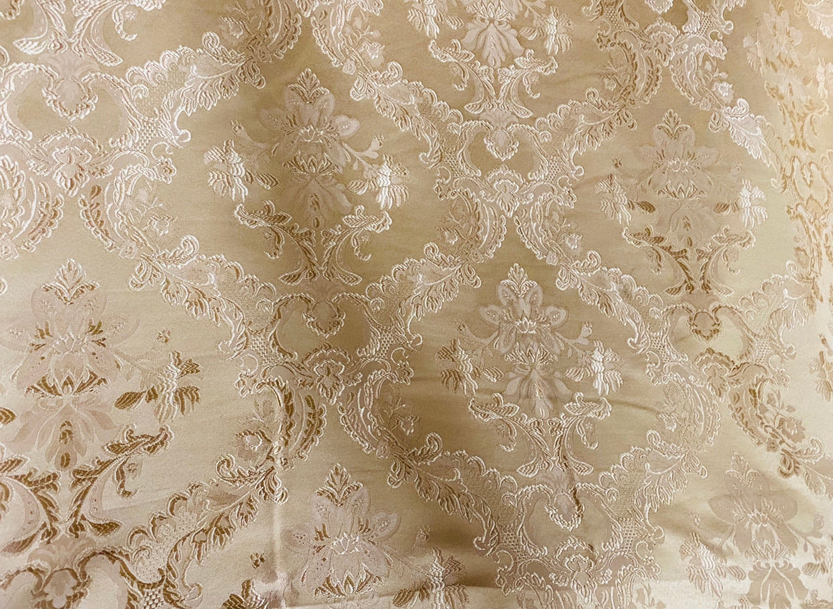 NEW Prince Lucas Designer Damask Satin Fabric- Gold - Upholstery Brocade - Fancy Styles Fabric Pierre Frey Lee Jofa Brunschwig & Fils